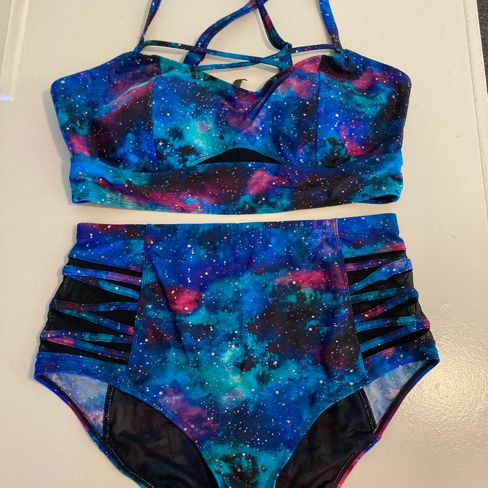 Torrid galaxy print bikini, size 1